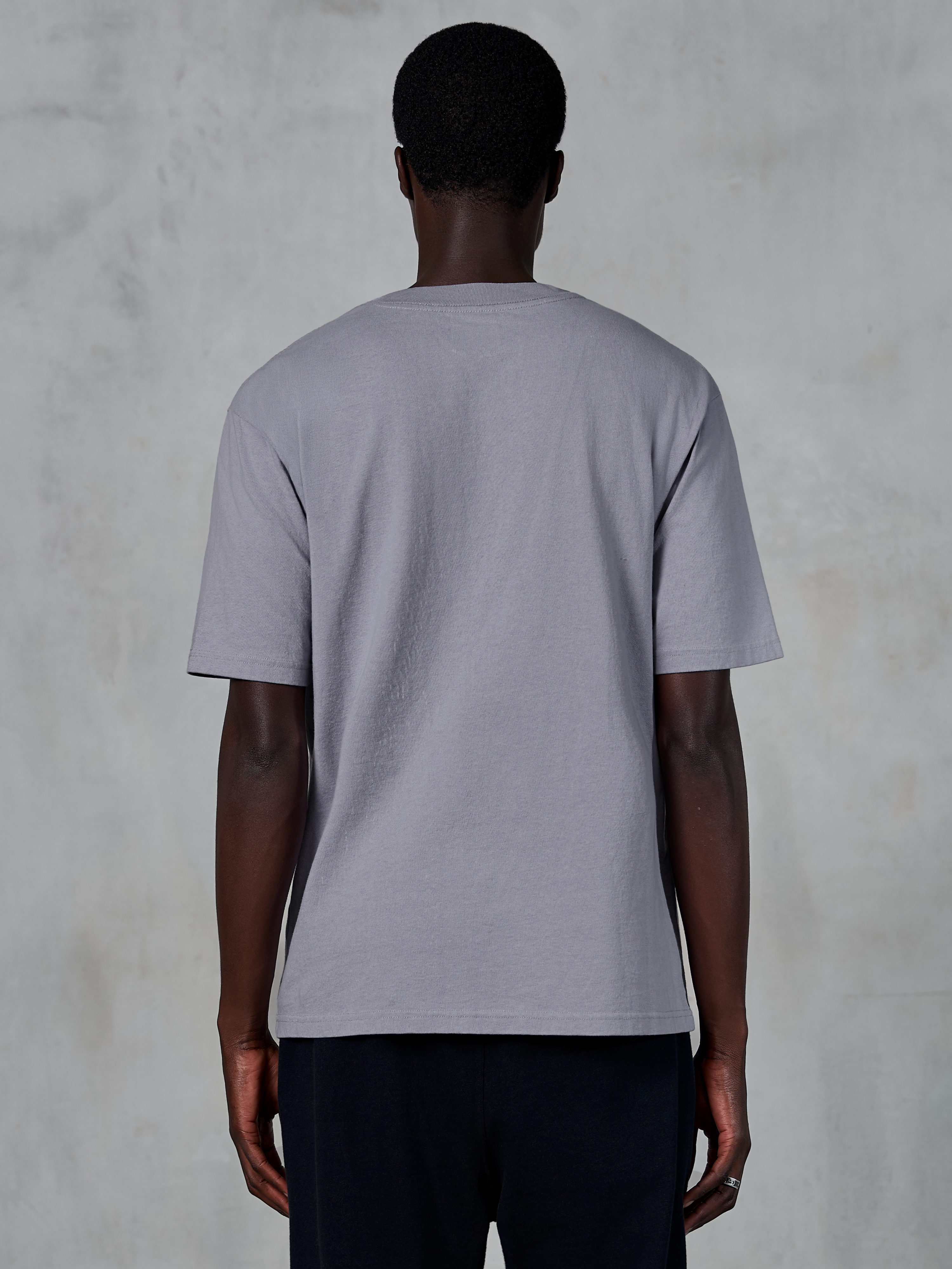 Alpinestars Essentials Ageless SS Tee, Short Sleeve T-Shirt, Silver, back view on model, relaxed contemporary fit, organic cotton casual streetwear