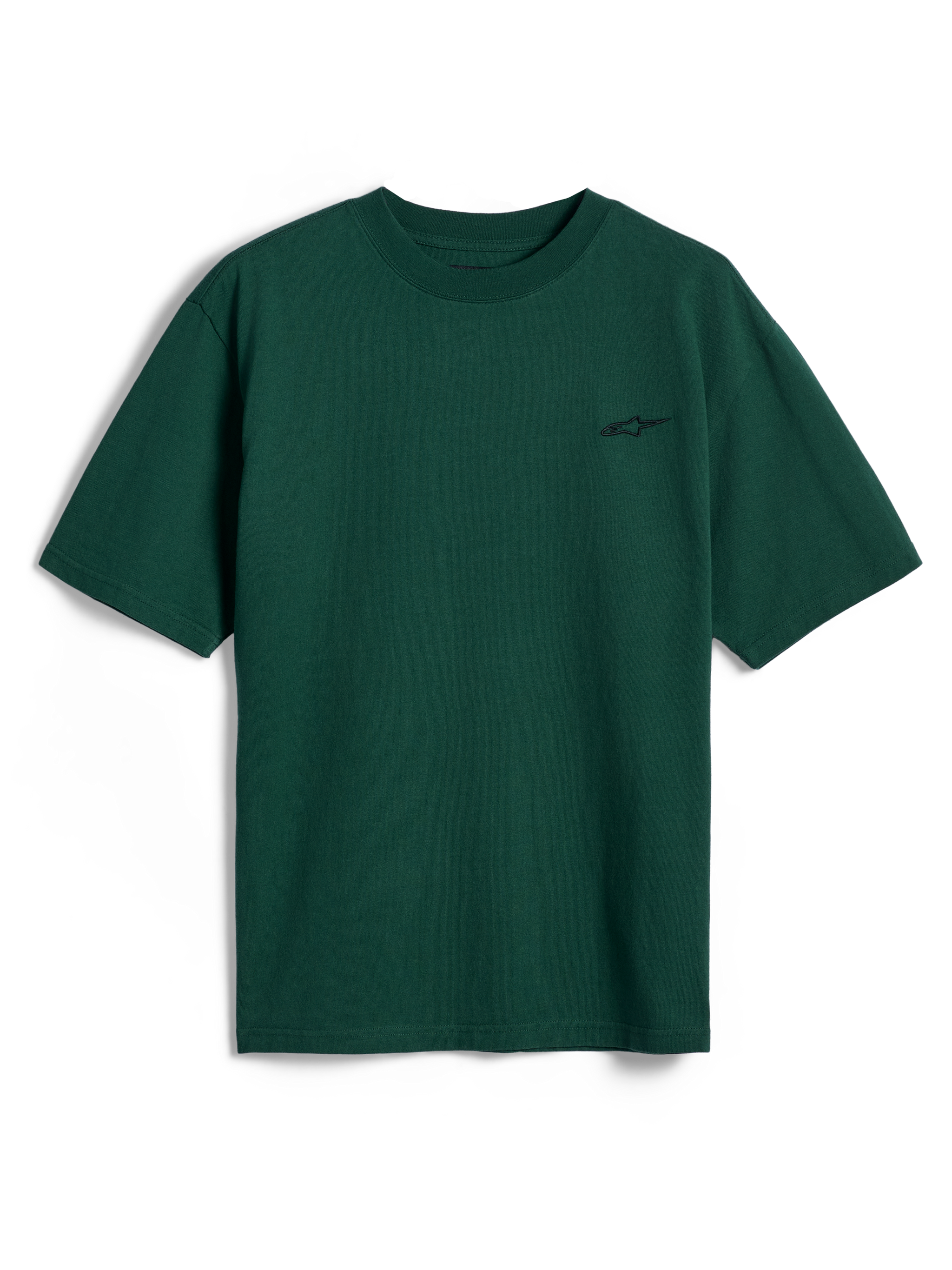 Alpinestars Essentials Ageless SS Tee, T-shirt met korte mouwen, Pine Green, met een klein Alpinestars-logo op de borst, casual motorsport streetwear