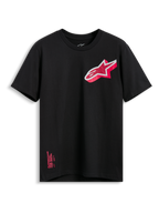 Alpinestars Shaded CSF Tee, T-shirt met korte mouwen, zwart, schuin roze en wit Astars gradient logo, casual motorsportkleding