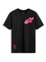 Alpinestars Shaded CSF Tee, T-shirt met korte mouwen, zwart, schuin roze en wit Astars gradient logo, casual motorsportkleding