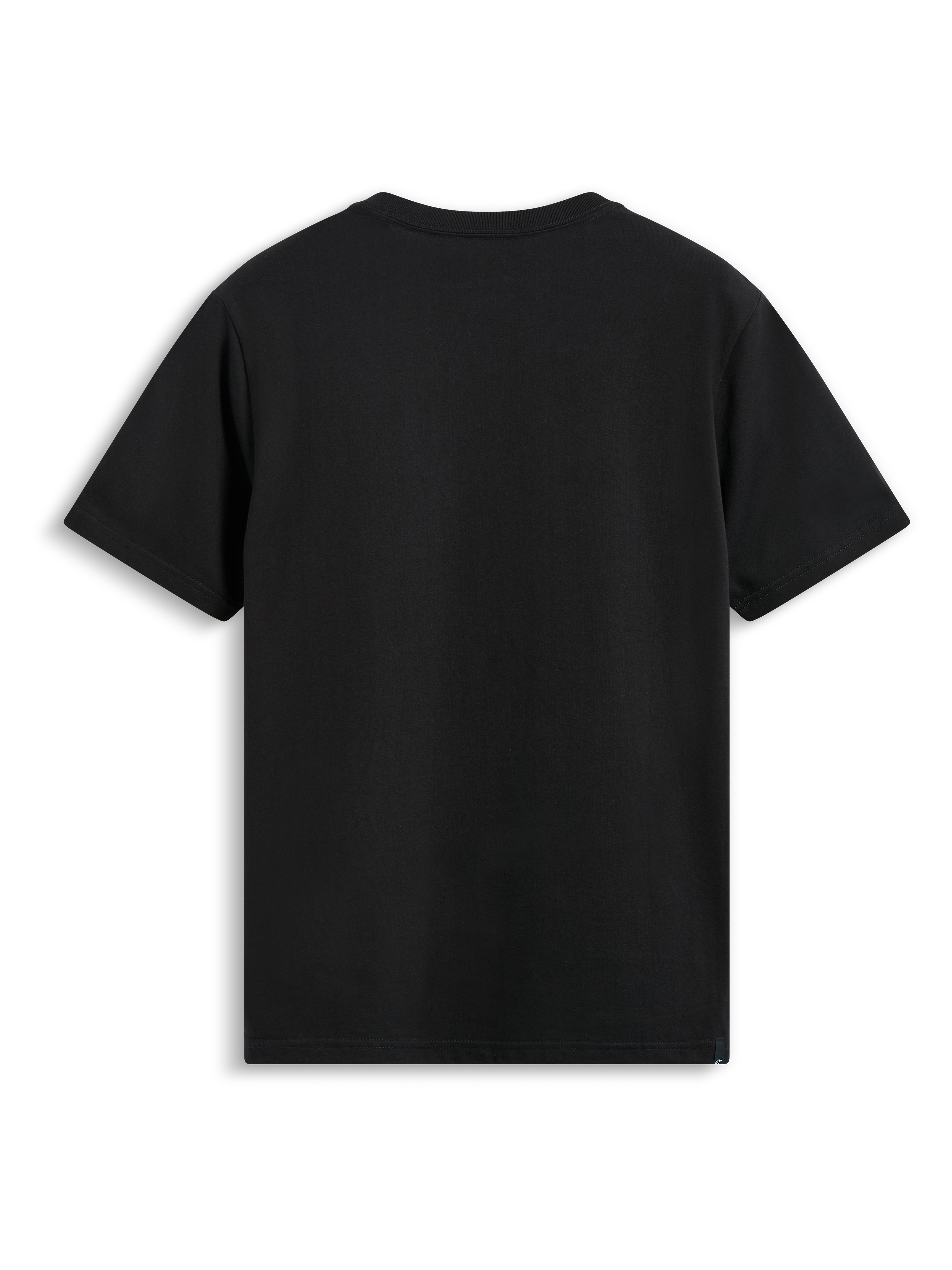 Alpinestars Shaded CSF Tee, T-shirt met korte mouwen, zwart, achteraanzicht met strak ontwerp en klein extern label aan de zoom, casual door motorsport geïnspireerde streetwear