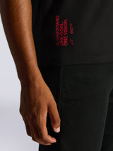 Alpinestars Shaded CSF Tee, T-shirt met korte mouwen, zwart, close-up van rode grafische tekst op de achterkant met 'Alpinestars One Goal. One Vision.' en Astar-logo, casual motorsport streetwear