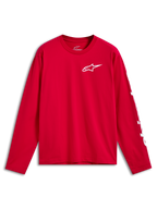 Alpinestars Trackside CSF Tee, Long Sleeve T-Shirt, Red with White Front Ride 4.0 Logo on chest and white branding on sleeve, Casual Motorsport Sportswear