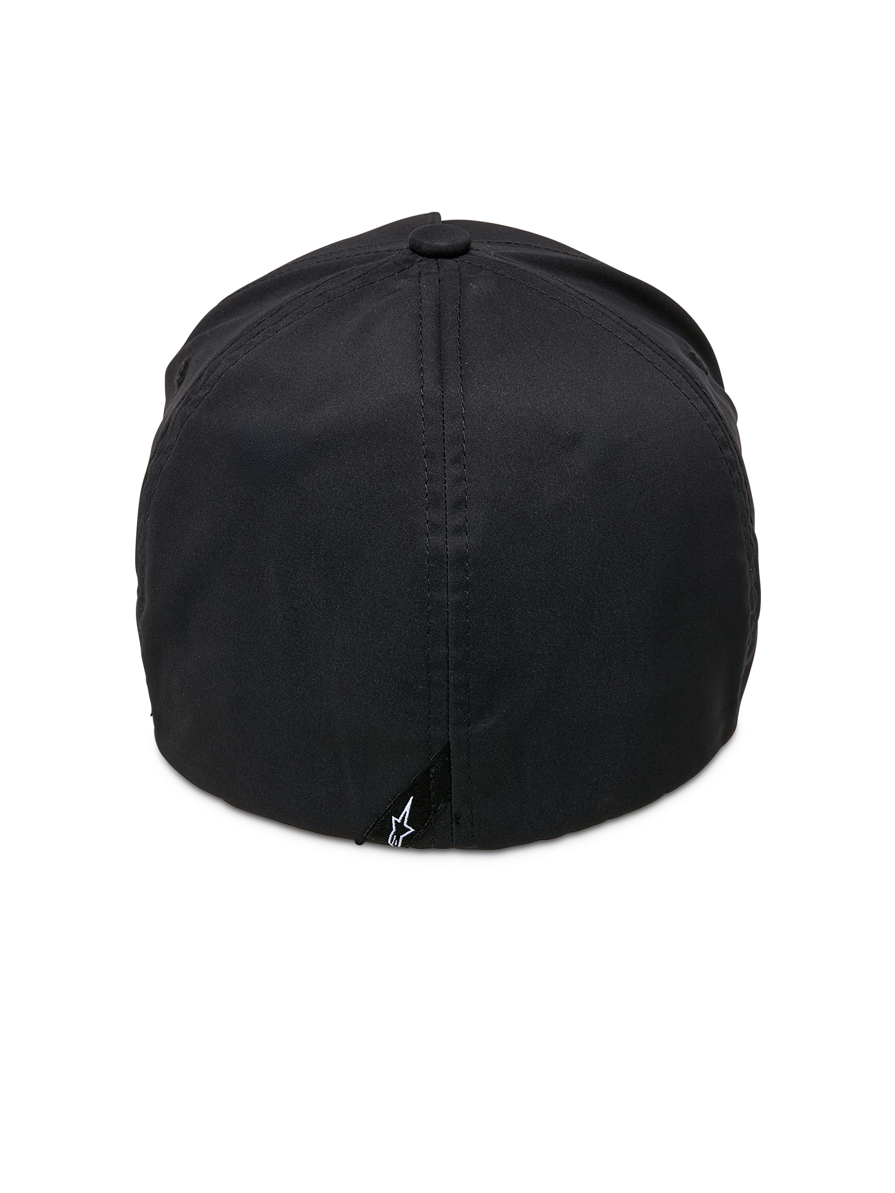 Alpinestars Ageless Reflex Waterproof pet, zwart, achteraanzicht, voorzien van flex-back constructie, technische waterdichte stof en een klein zwart label met het witte Astars-logo aan de onderkant