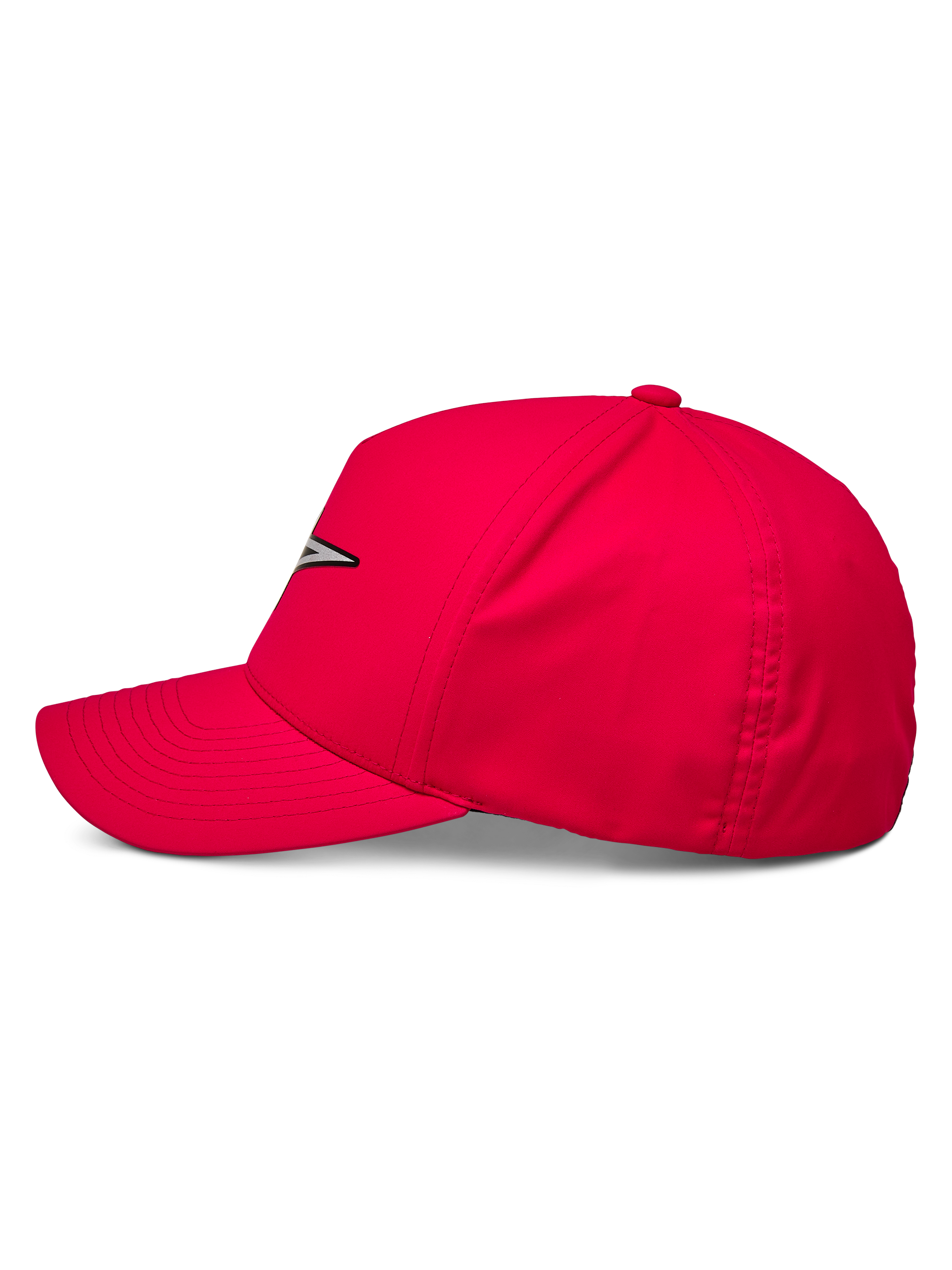 Alpinestars Ageless Reflex Waterproof pet, rode baseballpet, zijprofiel met gebogen klep en gestructureerde kroon, reflecterend Astars-logo op de voorkant, casual performance sportkleding