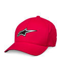 Alpinestars Ageless Reflex Waterproof Pet, rode baseballcap, gebogen klep, zilver en zwart reflecterend Astars-logo, waterdichte technische stof, casual sportieve hoofdbedekking