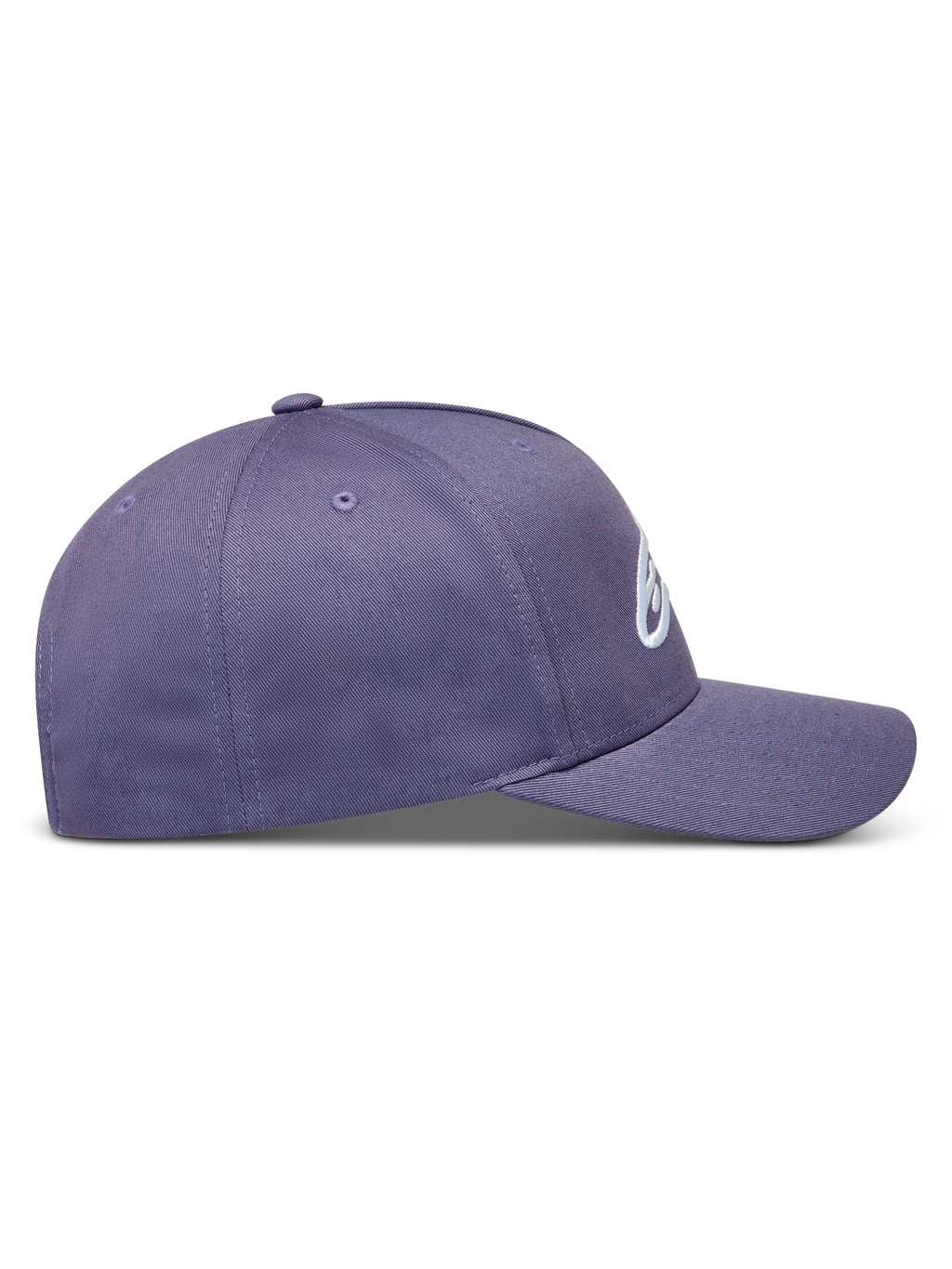 Alpinestars Ageless Snapback Hoed, paarse pet van keperstof met gebogen klep, gestructureerde kroon en geborduurd logo.
