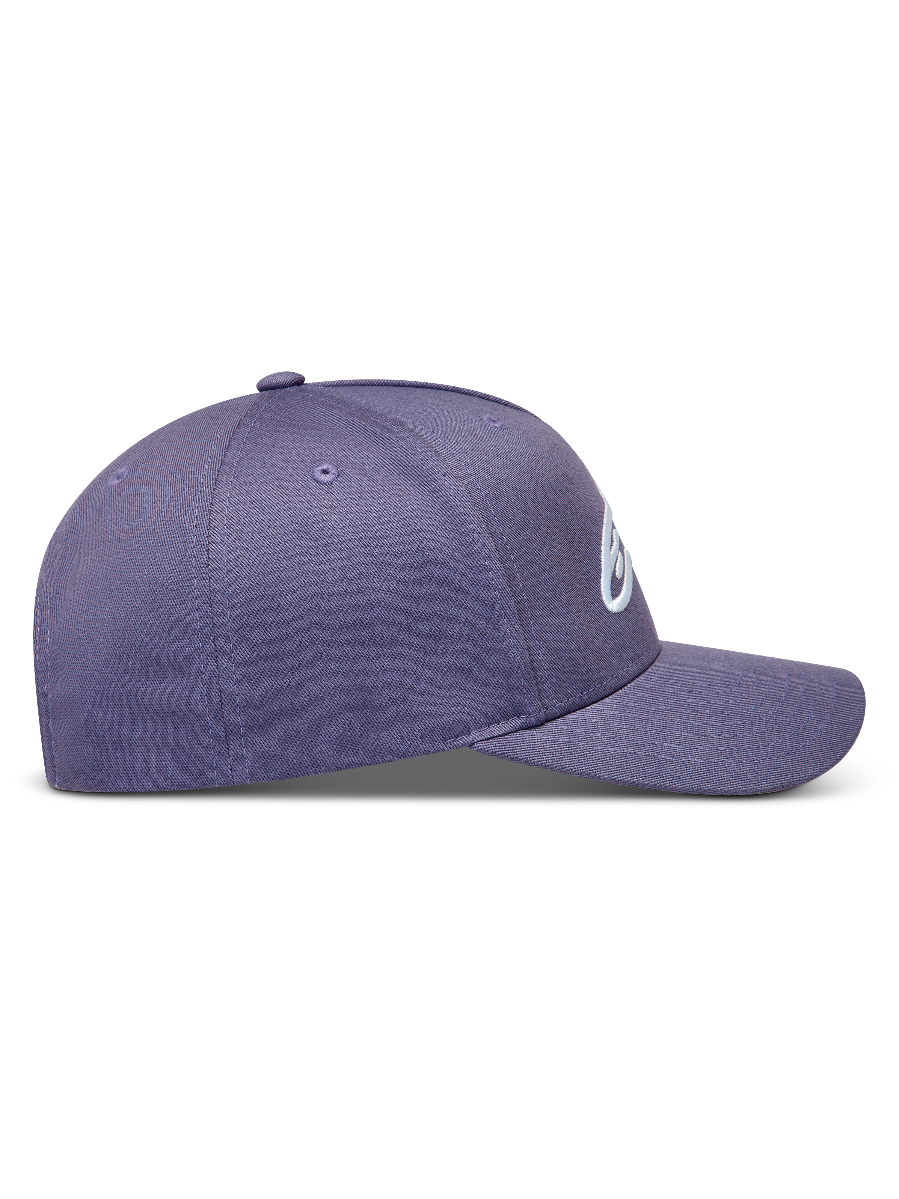 Alpinestars Ageless Snapback Hoed, paarse pet van keperstof met gebogen klep, gestructureerde kroon en geborduurd logo.