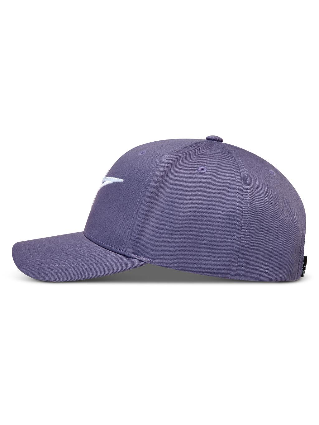 Alpinestars Ageless Snapback hoed in paars met een gebogen klep en gestructureerde kroon van duurzame keperstof.