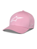 Alpinestars Ageless Multi Pet, roze baseballcap, gebogen klep, wit 3D Astars-logo, gestructureerde kroon, casual sportkleding