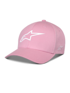 Alpinestars Ageless Multi Pet, roze baseballcap, gebogen klep, wit 3D Astars-logo, gestructureerde kroon, casual sportkleding