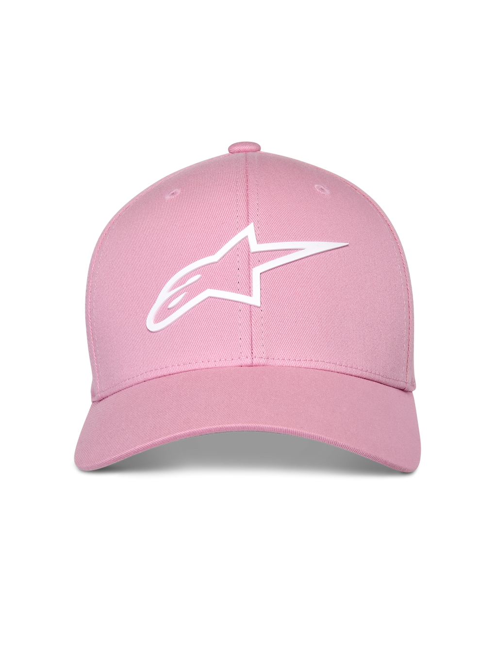 Alpinestars Ageless Multi pet, roze baseballcap met wit 3D Astars-logo, gebogen klep en gestructureerde kroon, casual sportpet