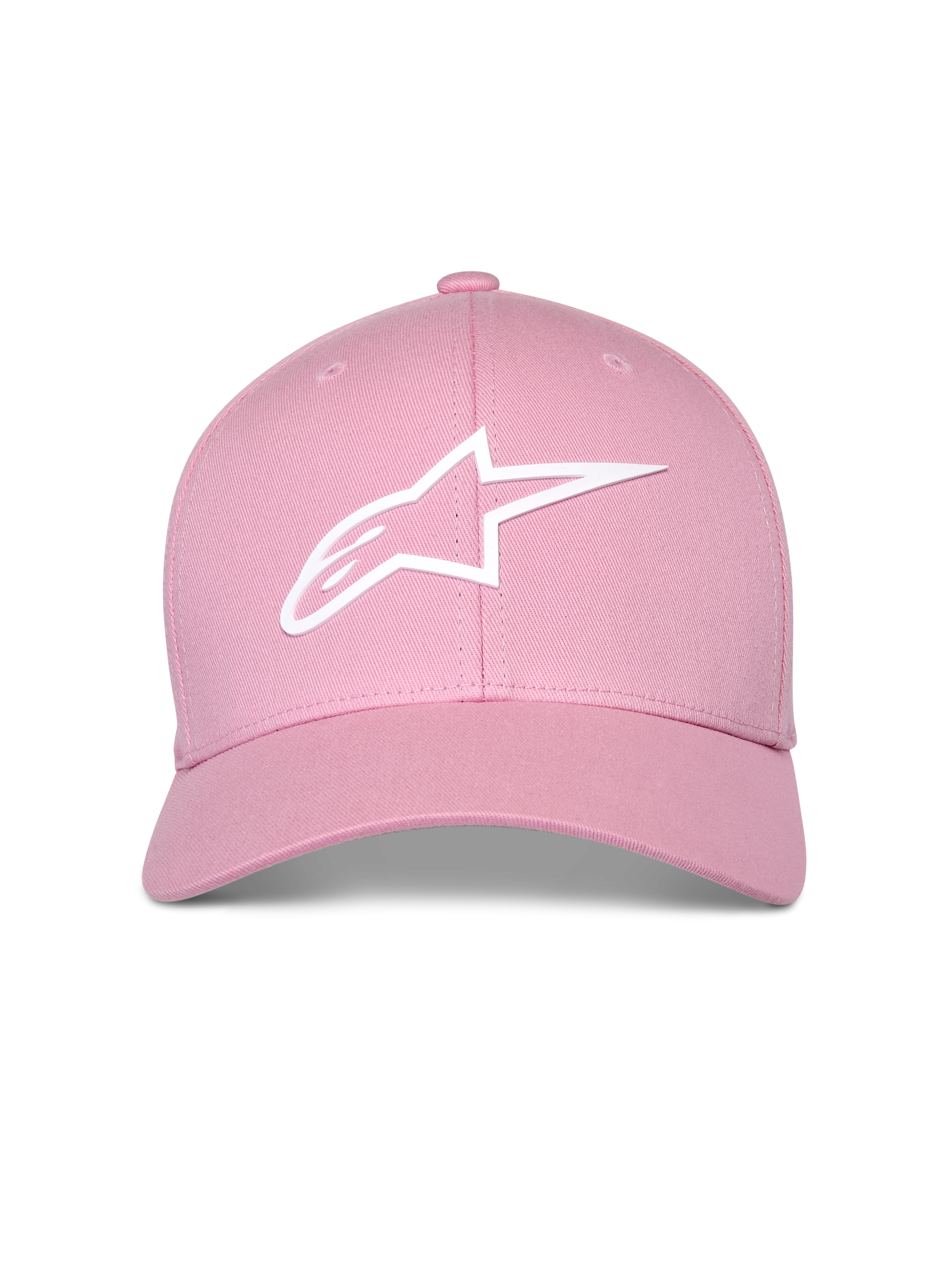 Alpinestars Ageless Multi pet, roze baseballcap met wit 3D Astars-logo, gebogen klep en gestructureerde kroon, casual sportpet
