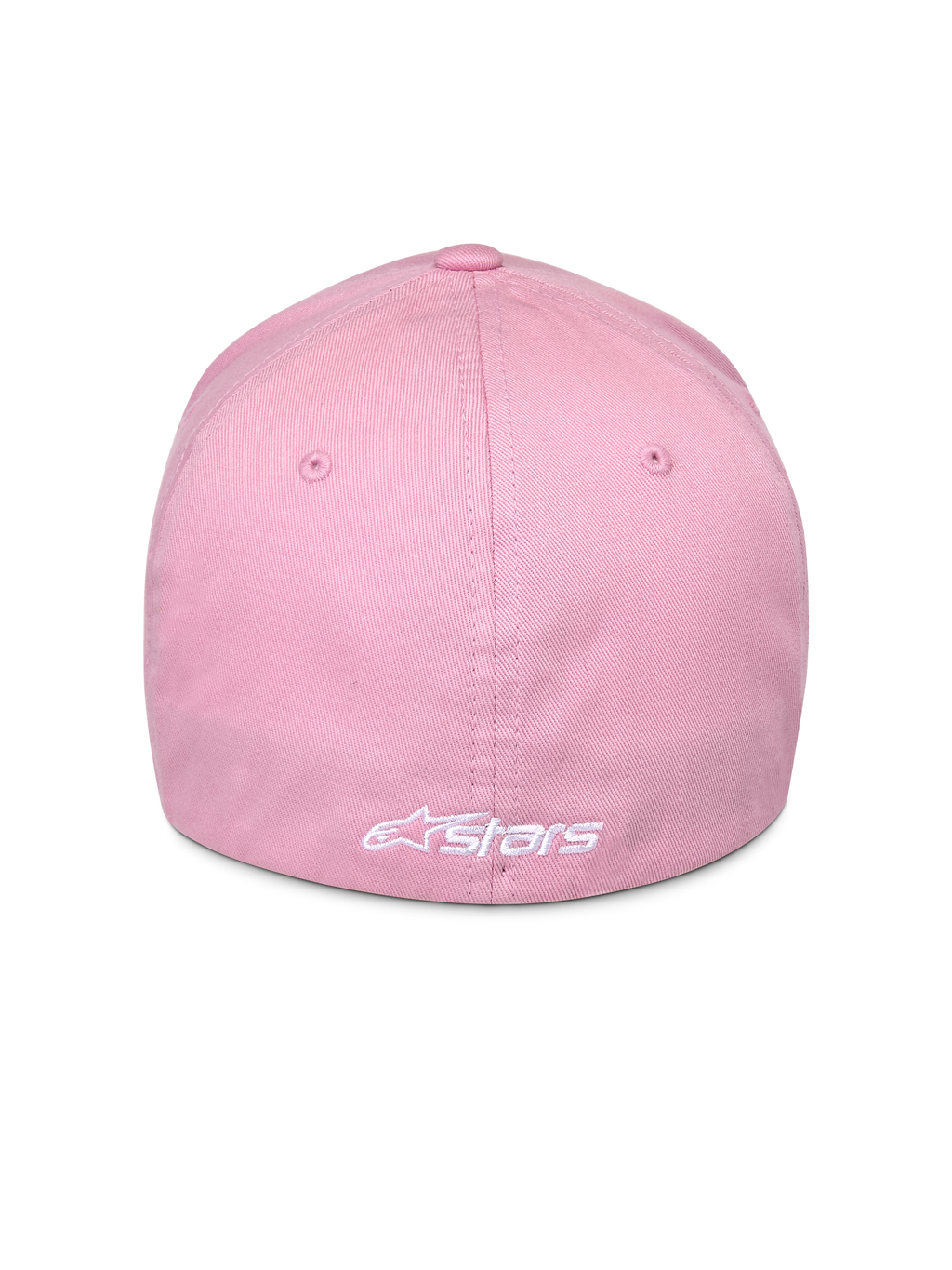 Alpinestars Ageless Multi pet, roze, achteraanzicht met wit geborduurd Astars-logo, flex-fit ontwerp, stretch twill stof, casual motorsport pet