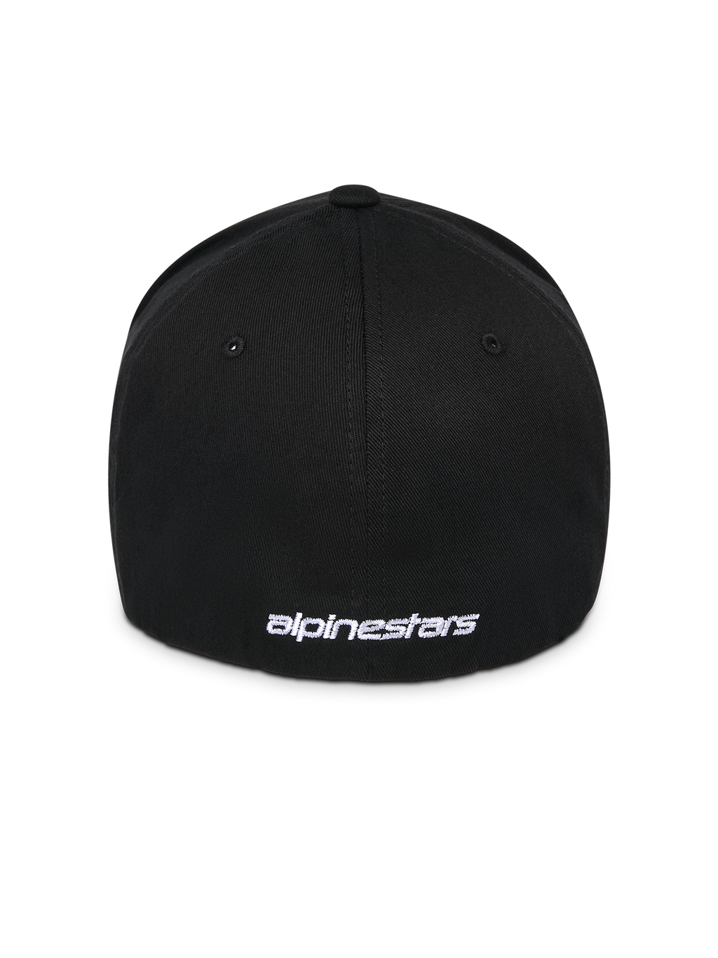 Alpinestars Corp Shift Multi pet, zwart, achteraanzicht met wit plat geborduurd logo aan de basis, flexibele stretch-fit constructie, casual motorsport-geïnspireerde pet