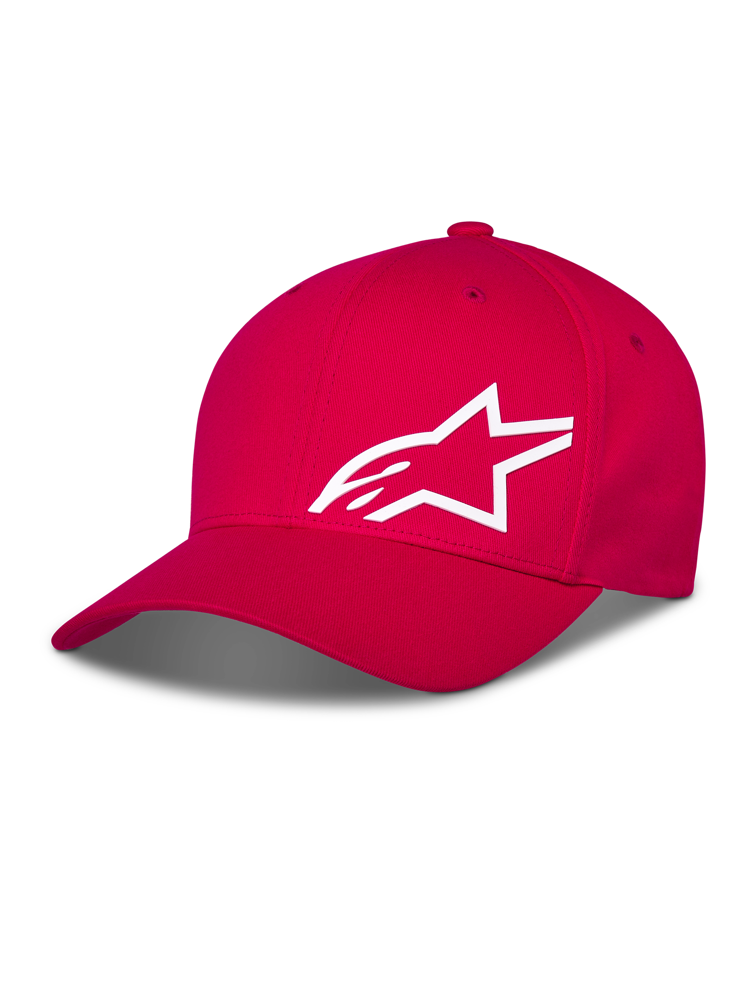 Alpinestars Corp Shift Multi Hat, Red baseball cap, White 3D print Astars logo on front, curved bill with structured crown, casual motorsport apparel