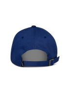 Alpinestars Deduce Strapback Pet, blauw, achteraanzicht met verstelbare strapback-sluiting met metalen gesp, klein zwart Astars-logolabel, casual constructie van katoenen keperstof