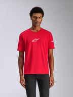 Alpinestars Frontal CSF Tee, t-shirt met korte mouwen, rood, wit Alpinestars sterlogo op de borst, casual motorsport streetwear