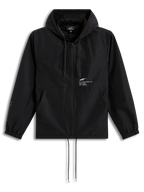 Alpinestars Speeder Resolve windbreakerjas, zwarte lichtgewicht sportjas met capuchon, ritssluiting en borstlogo.