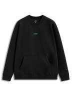 Alpinestars Guise Oversized Crew, oversized zwart fleece sweatshirt met teal geborduurd logo en kangoeroezak.