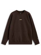 Alpinestars Guise Oversized Crew, bruine fleece pullover met kangoeroezak en geborduurd Astars-logo, oversized sportswear.