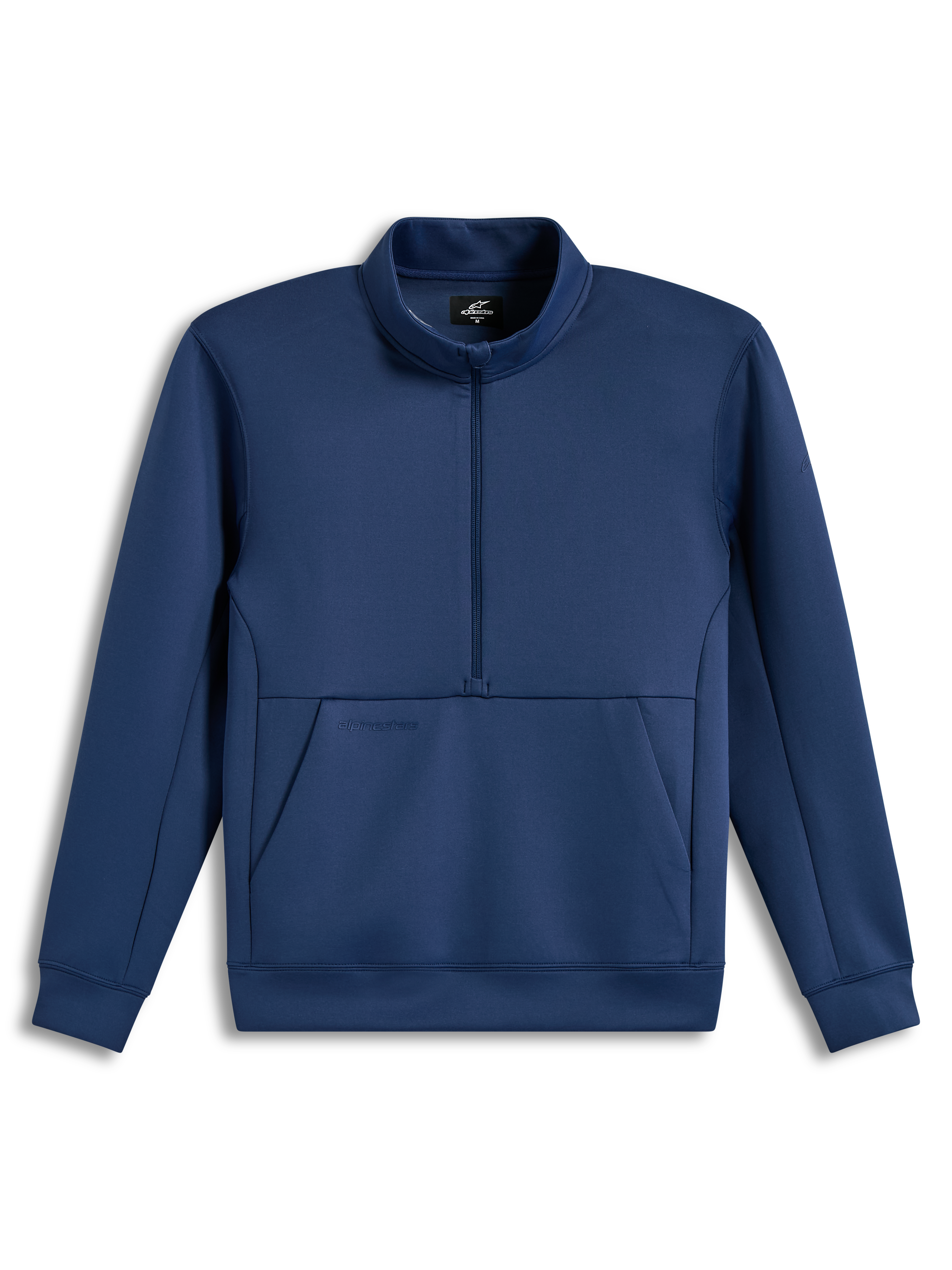 Alpinestars Apera Half-Zip Sweatshirt, blauw halveritssweatshirt van tri-blend fleece met kangoeroezak en tonale logo's.