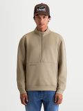Alpinestars Apera Half-Zip Sweatshirt, Men's and Women's Casual Sportswear Pullover, Putty Beige, featuring a Half-Zip Closure, Kangaroo Pocket, and Tonal HD Logo, Tri-Blend Fleece Construction.
