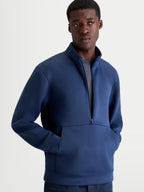 Alpinestars Apera Half-Zip sweatshirt, heren sportswearpullover in blauw, met een half-zip-sluiting, kangoeroezak met subtiele tonale branding en premium tri-blend fleece voor dagelijks casual comfort.
