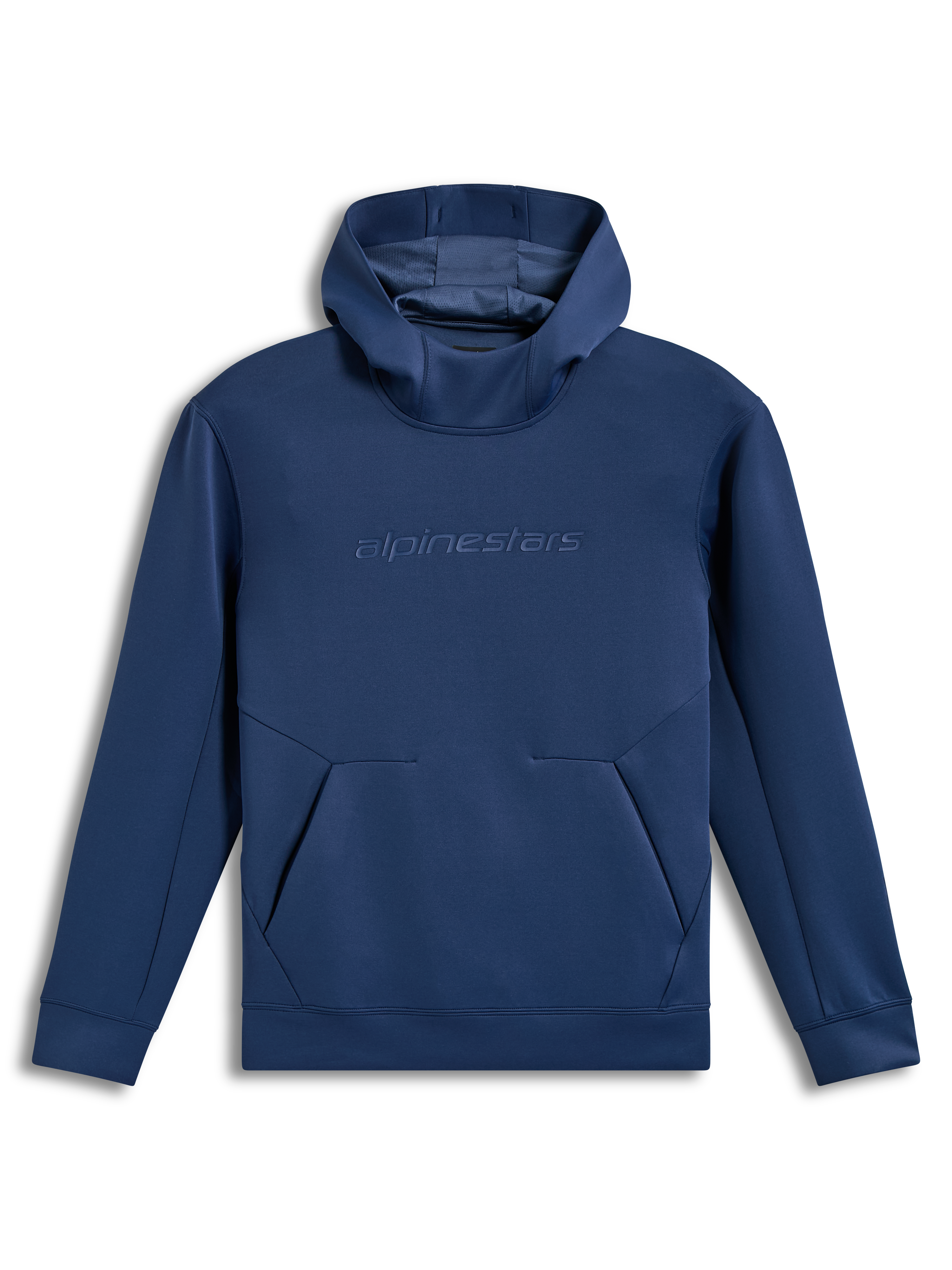 Alpinestars Datrix hoodie, staalblauwe tri-blend fleece pullover met tonaal HD-logo en een capuchon met meshvoering.