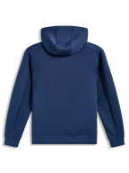Alpinestars Datrix-hoodie, achteraanzicht, blauw, tri-blend dubbelzijdige fleece, capuchon met meshvoering.