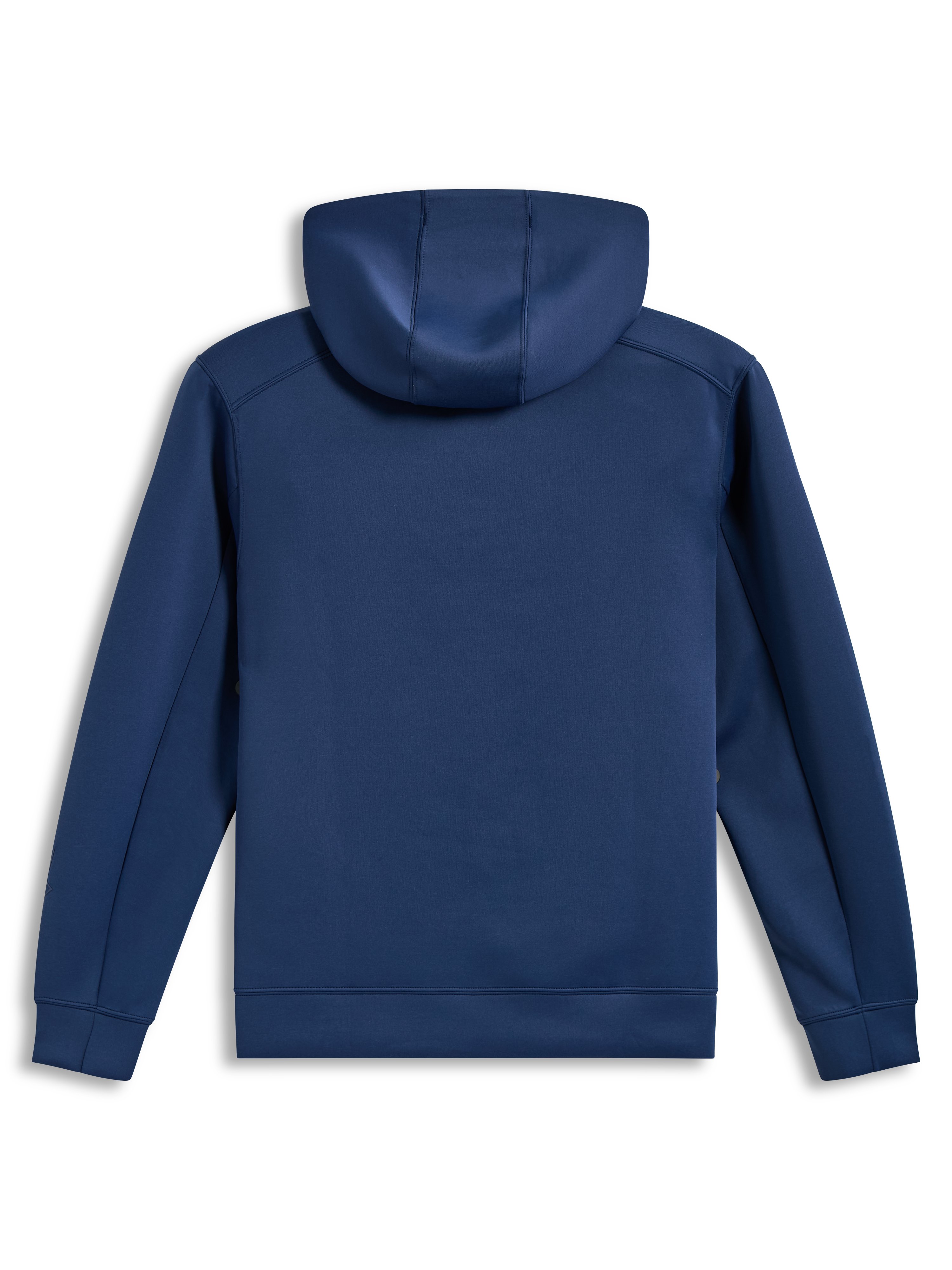 Alpinestars Datrix-hoodie, achteraanzicht, blauw, tri-blend dubbelzijdige fleece, capuchon met meshvoering.