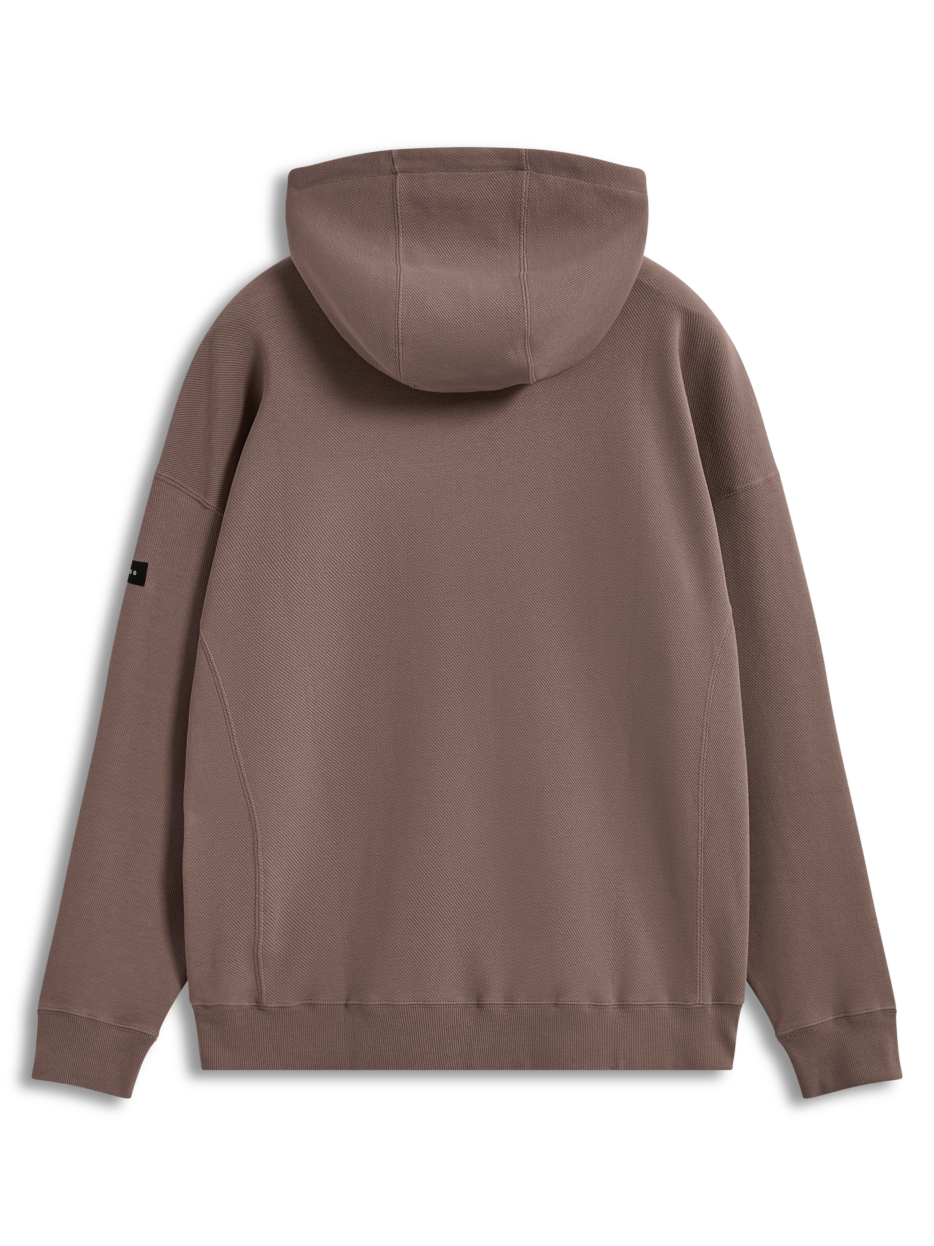 Alpinestars Camino Textured Oversized hoodie, sportswear pullover in taupe, getextureerde knit twill fleece, achteraanzicht.