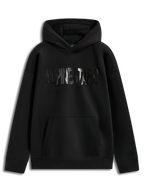 Alpinestars Shaw Oversized hoodie, zwarte pullover fleece met getextureerd logo en kangoeroezak, comfortabele vrijetijdskleding