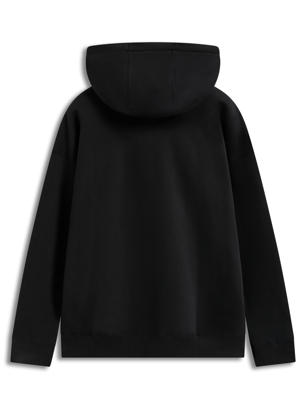 Alpinestars Prelude Oversized hoodie, zwarte fleece pullover van achteren gezien met capuchon en ribgebreide manchetten.