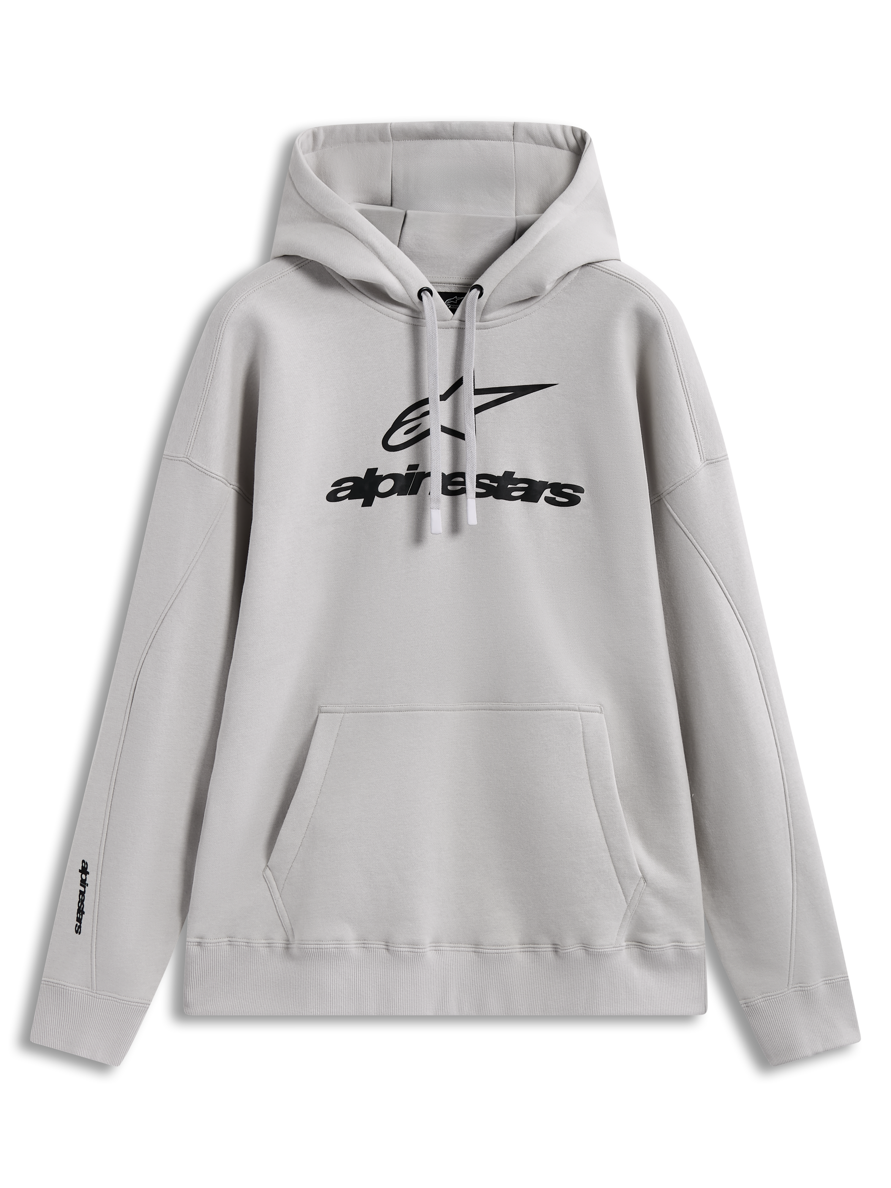 Alpinestars Prelude oversized hoodie, casual fleece pullover met puff-print logo en kangoeroezak, zand.