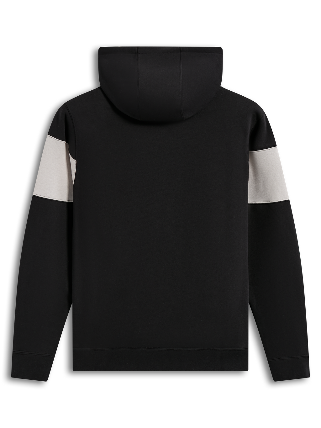 Alpinestars Cubic Hoodie, kleurgeblokte fleece sportswear in zwart en grijs, getoond vanaf de achterkant.