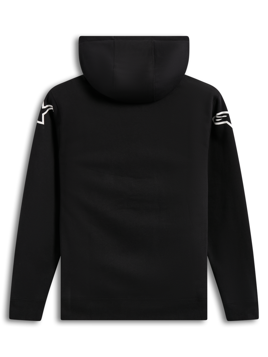 Alpinestars Velocifier Hoodie, zwarte casual katoenmix sweatshirt, achteraanzicht met witte schouderlogo's.