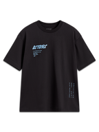 Alpinestars Chalk Oversized CSF T-Shirt, zwart sportswear t-shirt met korte mouwen, lichtblauw Astars-logo en zijbranding.