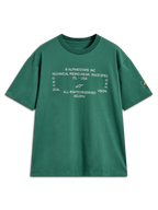 Alpinestars Infinity Oversized CSF t-shirt, groen shirt met korte mouwen, technische witte borstprint en Astars-mouwlogo.