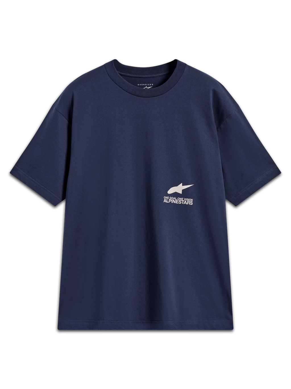 Alpinestars Institute Oversized SS CSF T-shirt, heren casual shirt met korte mouwen, donkerblauw met wit Astar-logo en Alpinestars-branding op de borst