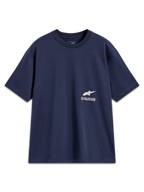 Alpinestars Institute Oversized SS CSF T-shirt, heren casual shirt met korte mouwen, donkerblauw met wit Astar-logo en Alpinestars-branding op de borst