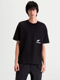 Alpinestars Institute Oversized CSF Tee, Men's Short Sleeve Sportswear T-Shirt, Black with small white logo graphic, relaxed oversized fit, premium cotton-poly blend, casual everyday wear.