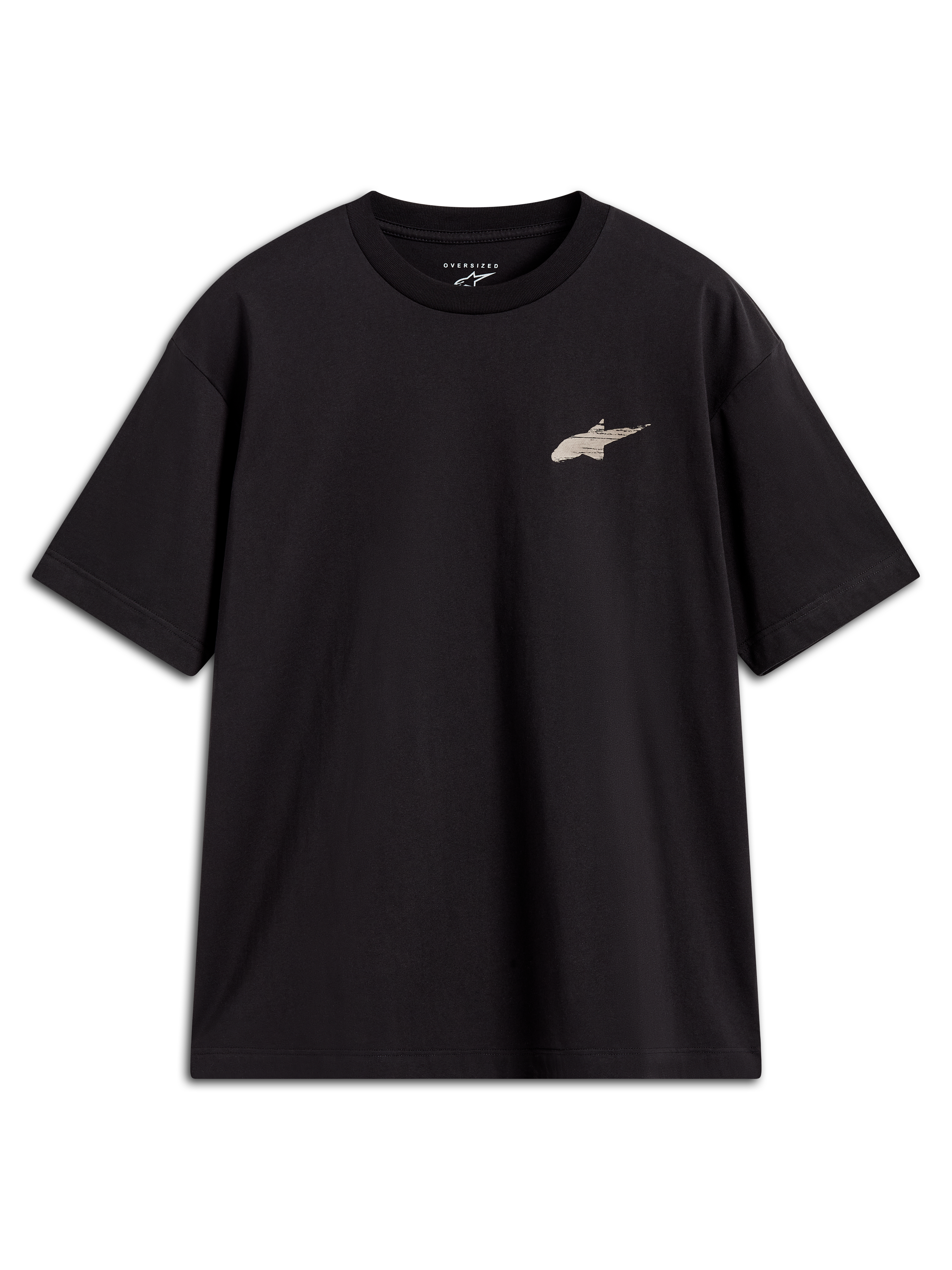 Alpinestars Checkback Oversized CSF T-shirt, zwart sportswear shirt met korte mouwen en klein Astars-logo op de borst.