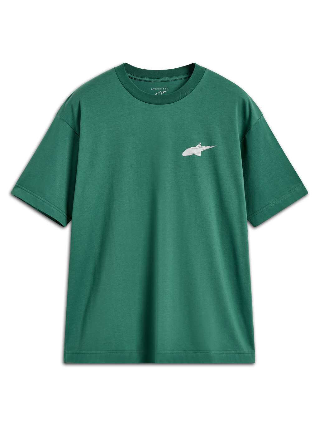 Alpinestars Checkback Oversized CSF Tee, groen sportswear t-shirt met korte mouwen en wit Astars-logo op de borst.