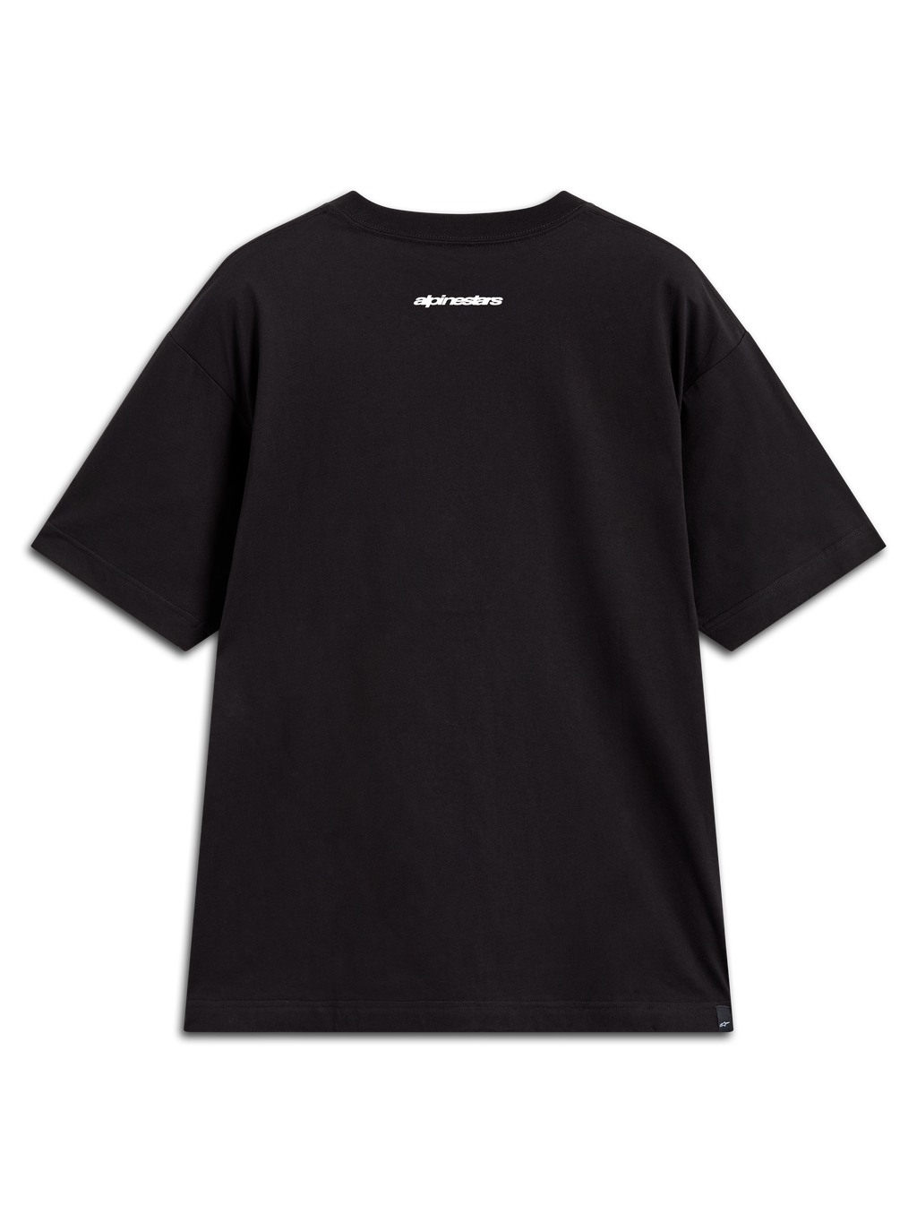 Alpinestars Mandate Oversized CSF T-shirt met korte mouwen, zwart sport-T-shirt met een klein wit Alpinestars-woordlogo op de bovenrug, comfortabele oversized pasvorm.