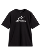 Alpinestars Prelude Oversized CSF t-shirt, oversized zwart shirt met korte mouwen en wit gestapeld borstlogo.