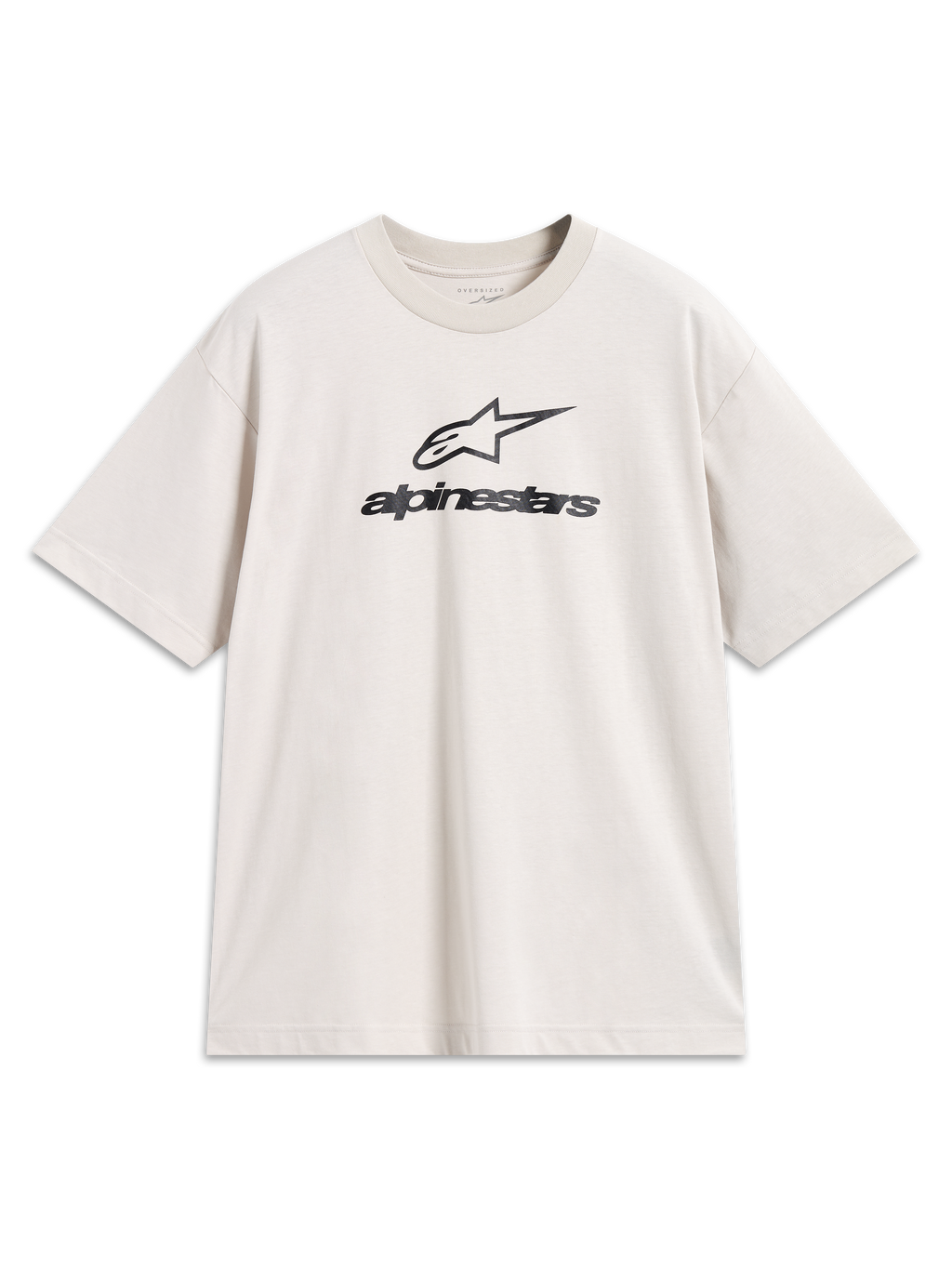 Alpinestars Prelude Oversized CSF T-shirt, korte mouwen, zand en zwart, katoen-polyester, met gestapelde logo's op de borst