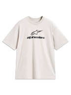 Alpinestars Prelude Oversized CSF T-shirt, korte mouwen, zand en zwart, katoen-polyester, met gestapelde logo's op de borst