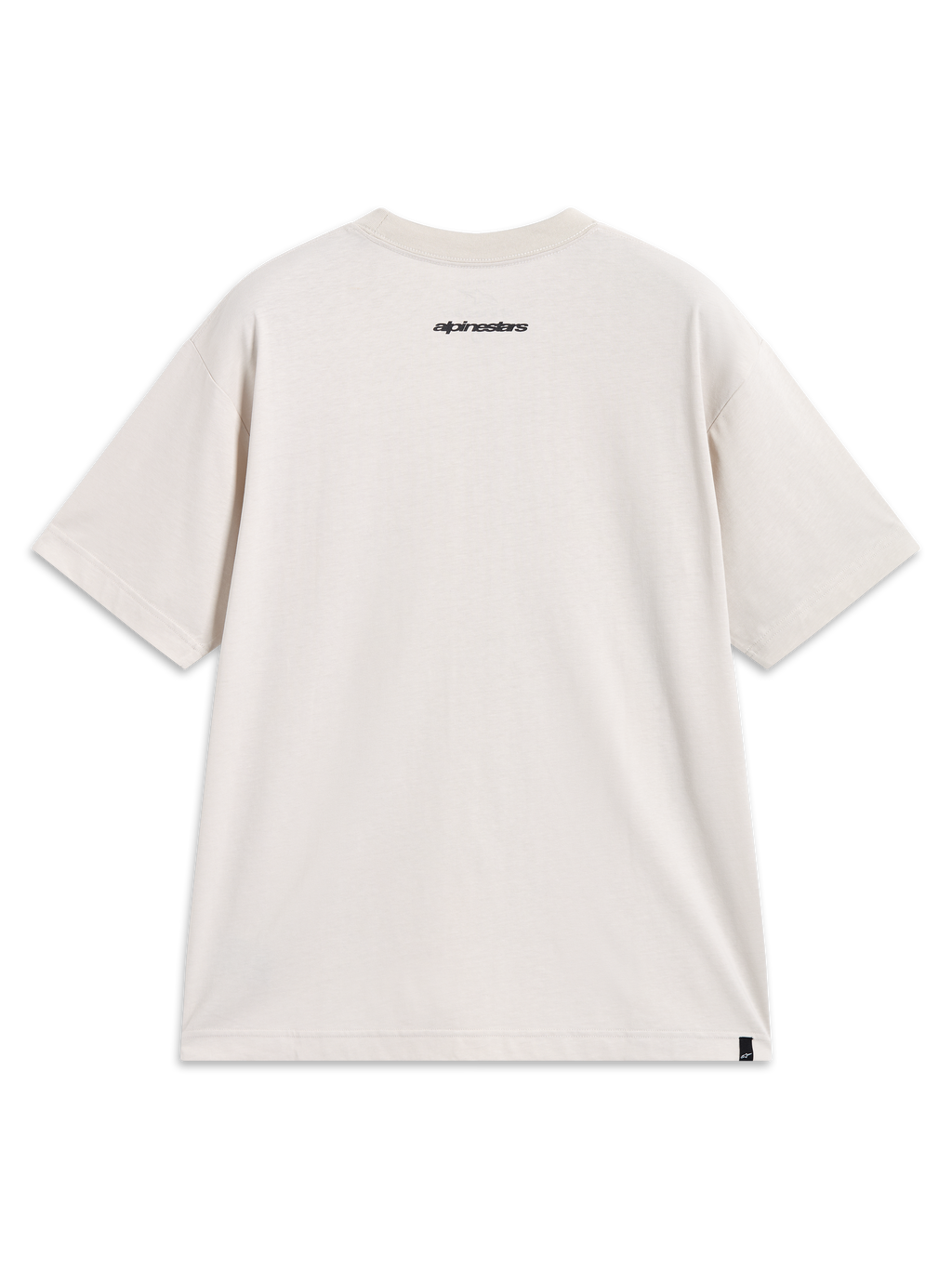 Alpinestars Prelude Oversized CSF t-shirt met korte mouwen, zandkleurig sportshirt, achteraanzicht met zwart logo op de nek.