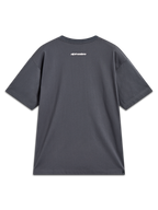 Alpinestars Prelude Oversized CSF Tee, grijs sport-T-shirt met korte mouwen en wit woordlogo op de achterzijde.